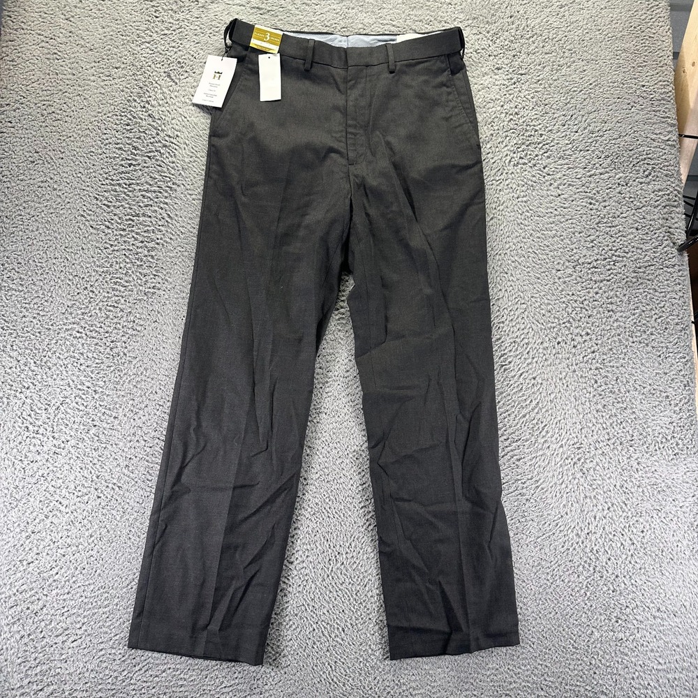 J.M. Haggar Pant‎ Men 32x32 Black Polyester Dress Straight Classic Formal Preppy